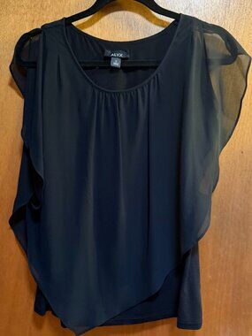 New Layered Chiffon Sheer Poncho Blouse+Tank Top black ALYX S